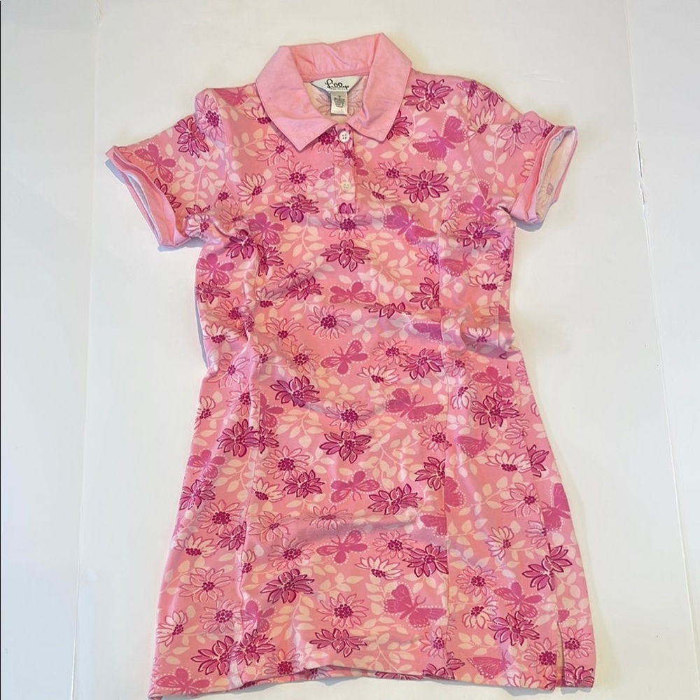 Lilly Pulitzer Pink Floral Polo Short Sleeve Dress – Size 10